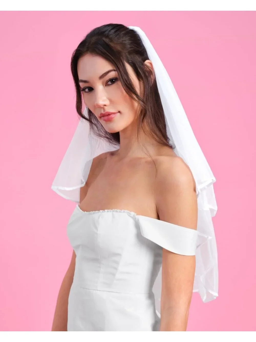 Women's White 2-tier Satin Soft Silk Classic Headpiece Bridal Veil